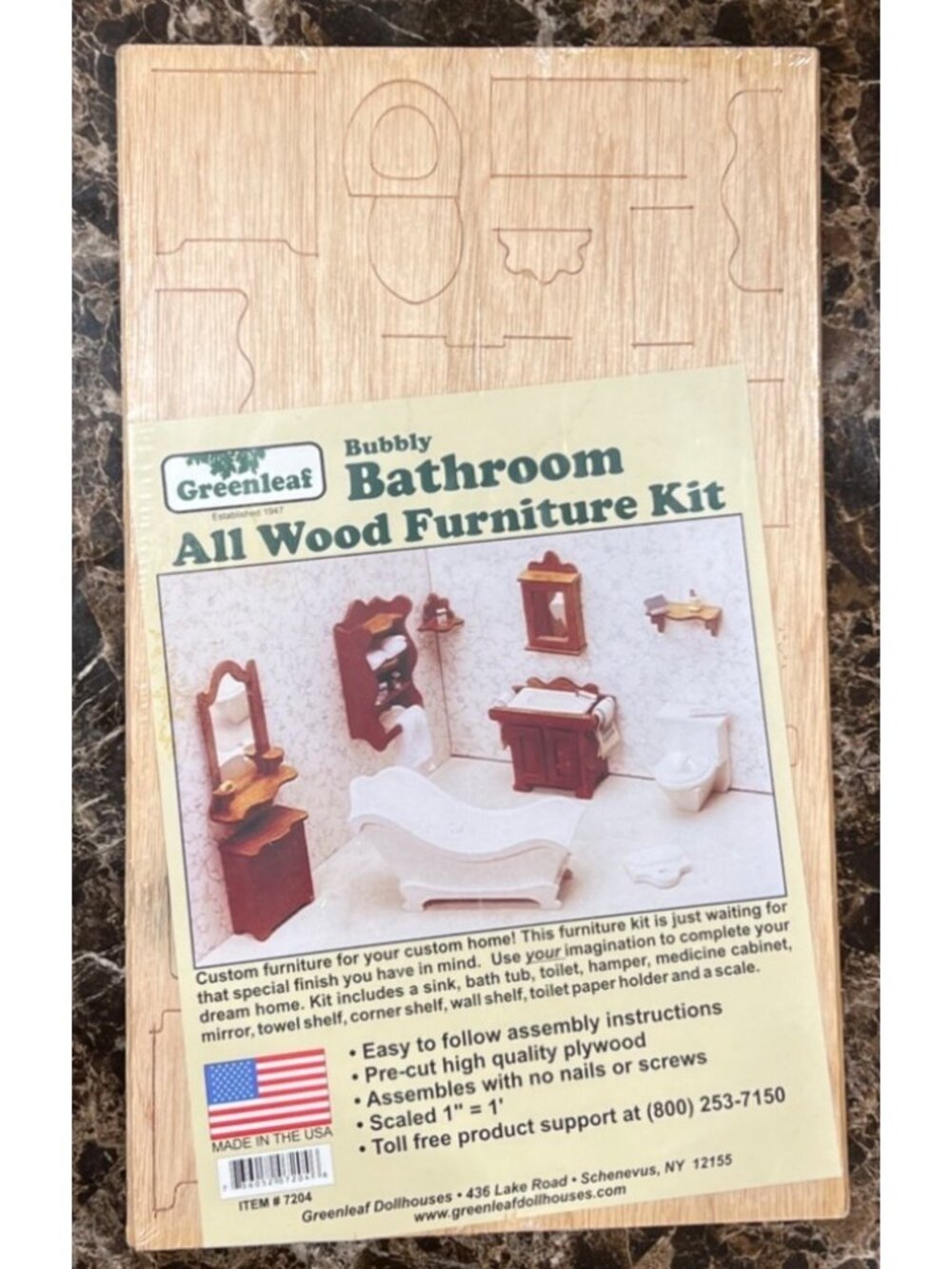 Greenleaf Bubbly Bathroom All Wood Furniture Kit 1:12 Dollhouse Miniature 7204